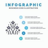 fuoco fuoco d'artificio amore nozze linea icona con 5 passaggi presentazione infografica sfondo vettore