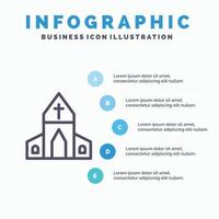 Chiesa Casa Pasqua attraversare linea icona con 5 passaggi presentazione infografica sfondo vettore