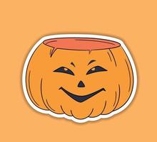 Halloween vettore etichetta. uno linea mano disegnato Halloween emoticon zucca. Jack o lanterna. divertente viso isolato su bianca, carino zucche. scarabocchio per logo, manifesto, emblema. cartone animato stile