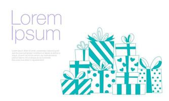 piatto vettore illustrazione di un' mucchio di regalo scatole. adatto per design elemento di Natale saluto carta, compleanno celebrazione, e speciale evento decorazione striscione.