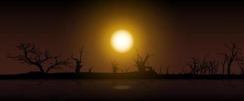 tramonto silhouette morto albero, vettore illustrazioni sfondo