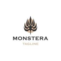 Monstera foglia logo design modello piatto vettore