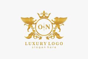 iniziale su lettera Leone reale lusso logo modello nel vettore arte per ristorante, regalità, boutique, bar, Hotel, araldico, gioielleria, moda e altro vettore illustrazione.