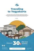 turismo vacanza tema regalo voucher; tagliando sconto con Yogyakarta illustrazione vettore