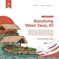 indonesiano bandung turismo mano disegnato illustrazione per sociale media inviare vettore