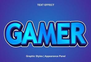 gamer testo effetto con testo stile e modificabile vettore