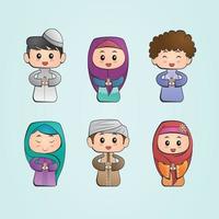 Ramadan carino personaggio cartone animato pendenza collezione vettore