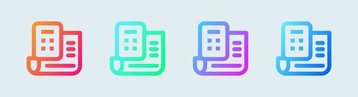 contabilità linea icona nel pendenza colori. finanza segni vettore illustrazione.