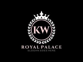 lettera kw antico reale lusso vittoriano logo con ornamentale telaio. vettore