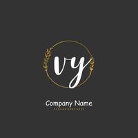 vy iniziale grafia e firma logo design con cerchio. bellissimo design manoscritto logo per moda, squadra, nozze, lusso logo. vettore