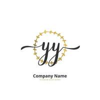 yy iniziale grafia e firma logo design con cerchio. bellissimo design manoscritto logo per moda, squadra, nozze, lusso logo. vettore