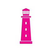 eps10 rosa vettore faro Torre edificio icona isolato su bianca sfondo. faro isola spiaggia costa simbolo nel un' semplice piatto di moda moderno stile per il tuo sito web disegno, logo, e mobile