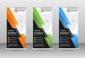 design elegante per banner roll up aziendale in piedi vettore