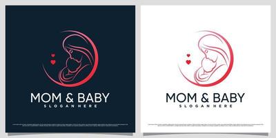 madre e bambino logo design modello con linea arte stile e creativo elemento concetto vettore