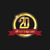 20 anno anniversario oro etichetta vettore Immagine
