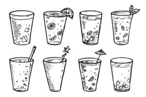 carino tazza di acqua, succo o bibita. bicchiere illustrazione. semplice bevanda clipart impostato vettore