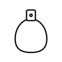 nero e bianca icona è un' semplice lineare alla moda affascinante cosmetici, bicchiere bottiglia con profumo, adicolo, gabinetto acqua con un' piacevole odore e bellezza guida. vettore illustrazione