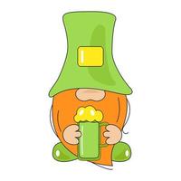 st. Patrick giorno irlandesi gnomi con boccale birra per bene fortuna. icona folletto. cartone animato gnomi isolato su bianca sfondo. vettore illustrazione