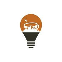 montagna caffè lampadina forma concetto logo modello design. caffè logo design icona vettore