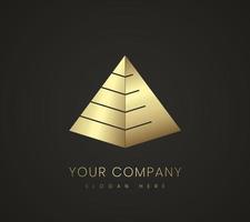 d'oro piramide logo disegno, icona nel premio colorato triangolo forma logo e oro simbolo disegno, Usato nel finanza e attività commerciale commercio marchio concetto vettore