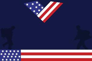veterani giorno copia spazio.onorare tutti chi servito. lettera v logo con Stati Uniti d'America bandiera e soldati come un' simbolo di veterani.bandiera Stati Uniti d'America design per memoriale giorno sfondo.11° novembre contento veterani giorno. vettore