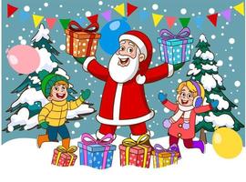 bambini festeggiare nuovo anno e Natale vettore