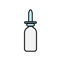 piccolo medico farmaceutico nasale gocce nel un' vaso per il trattamento di rinite, un' semplice icona su un' bianca sfondo. vettore illustrazione