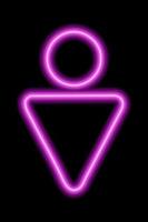 un semplice simbolo stilizzato di un uomo. segno maschile. contorno al neon rosa su sfondo nero. firmare il bagno degli uomini. vettore