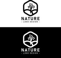 natura logo disegno, albero paesaggio sfondo vettore modello