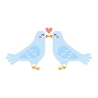 coppia uccelli nel amore. colomba, Piccione con cuore isolato su bianca sfondo. vettore clipart illustrazione