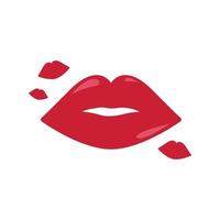 rosso donna labbra isolato su bianca sfondo. rossetto baci. amore, romantico, San Valentino giorno vettore piatto illustrazione