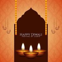 illustrazione di contento Diwali indiano Festival sfondo design con lampade vettore