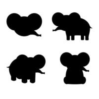 impostato di silhouette cartone animato elefanti boho. vettore illustrazione.