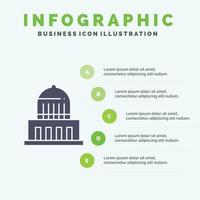 edificio città punto di riferimento Stati Uniti d'America solido icona infografica 5 passaggi presentazione sfondo vettore