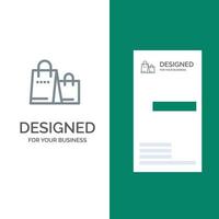 Borsa borsetta shopping negozio grigio logo design e attività commerciale carta modello vettore