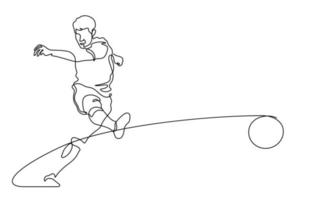 calcio giocatore calciando un' palla linea arte illustrazione vettore