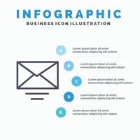 posta e-mail testo linea icona con 5 passaggi presentazione infografica sfondo vettore