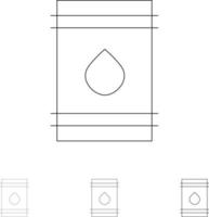 barile olio carburante infiammabile eco grassetto e magro nero linea icona impostato vettore