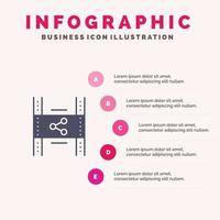 distribuzione film film p2p Condividere solido icona infografica 5 passaggi presentazione sfondo vettore