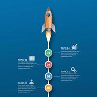 modello di infografica di lancio di un razzo vettore