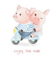 coppia di maiale amorevole liberare lo scooter vettore