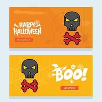 contento Halloween invito design con cranio vettore