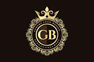 gb iniziale lettera oro calligrafico femminile floreale mano disegnato araldico monogramma antico Vintage ▾ stile lusso logo design premio vettore