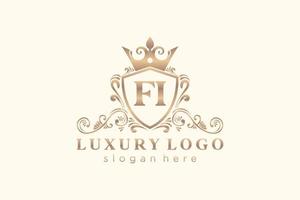 iniziale fi lettera reale lusso logo modello nel vettore arte per ristorante, regalità, boutique, bar, Hotel, araldico, gioielleria, moda e altro vettore illustrazione.