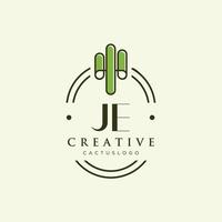 je iniziale lettera verde cactus logo vettore