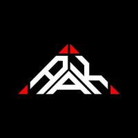 aak lettera logo creativo design con vettore grafico, aak semplice e moderno logo nel triangolo forma.