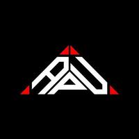 apu lettera logo creativo design con vettore grafico, apu semplice e moderno logo nel triangolo forma.
