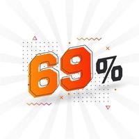69 sconto marketing bandiera promozione. 69 per cento i saldi promozionale design. vettore