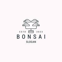 Bonsai vecchio albero minimalista linea arte icona logo distintivo modello vettore illustrazione