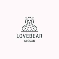 orso amore logo lineare vettore icona illustrazione